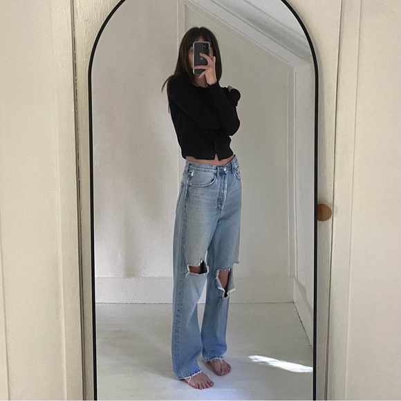 Agolde Denim - Agolde 90’s Midrise Loose Fit Distressed Jeans in Captured